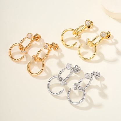 [Love's Uplift]JUSTE HALF DIAMOND DOUBLE EARRINGS