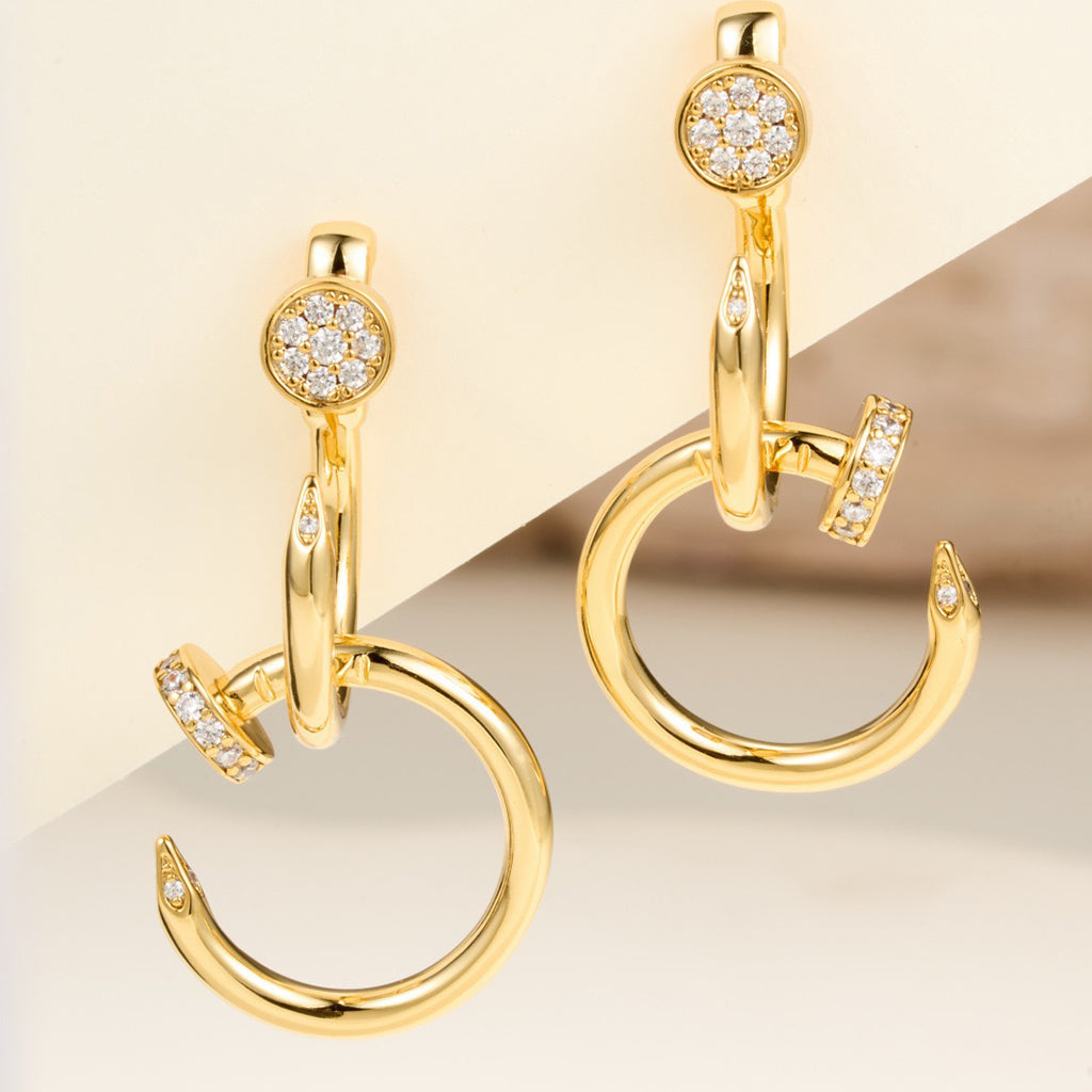 [Love's Uplift]JUSTE HALF DIAMOND DOUBLE EARRINGS