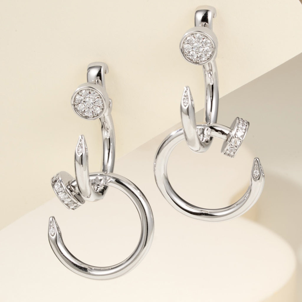 [Love's Uplift]JUSTE HALF DIAMOND DOUBLE EARRINGS