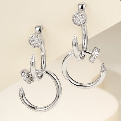 [Love's Uplift]JUSTE HALF DIAMOND DOUBLE EARRINGS