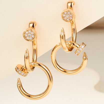 [Love's Uplift]JUSTE HALF DIAMOND DOUBLE EARRINGS