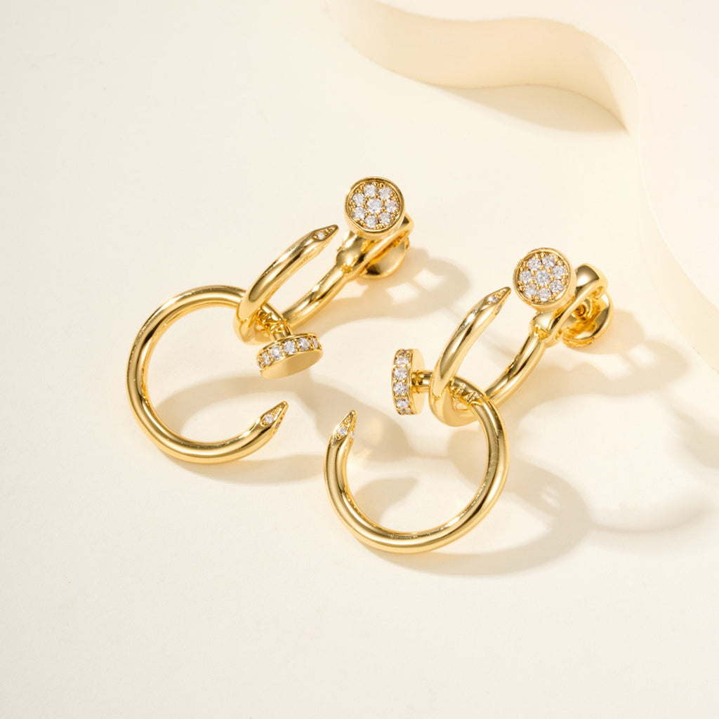 [Love's Uplift]JUSTE HALF DIAMOND DOUBLE EARRINGS