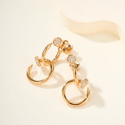 [Love's Uplift]JUSTE HALF DIAMOND DOUBLE EARRINGS