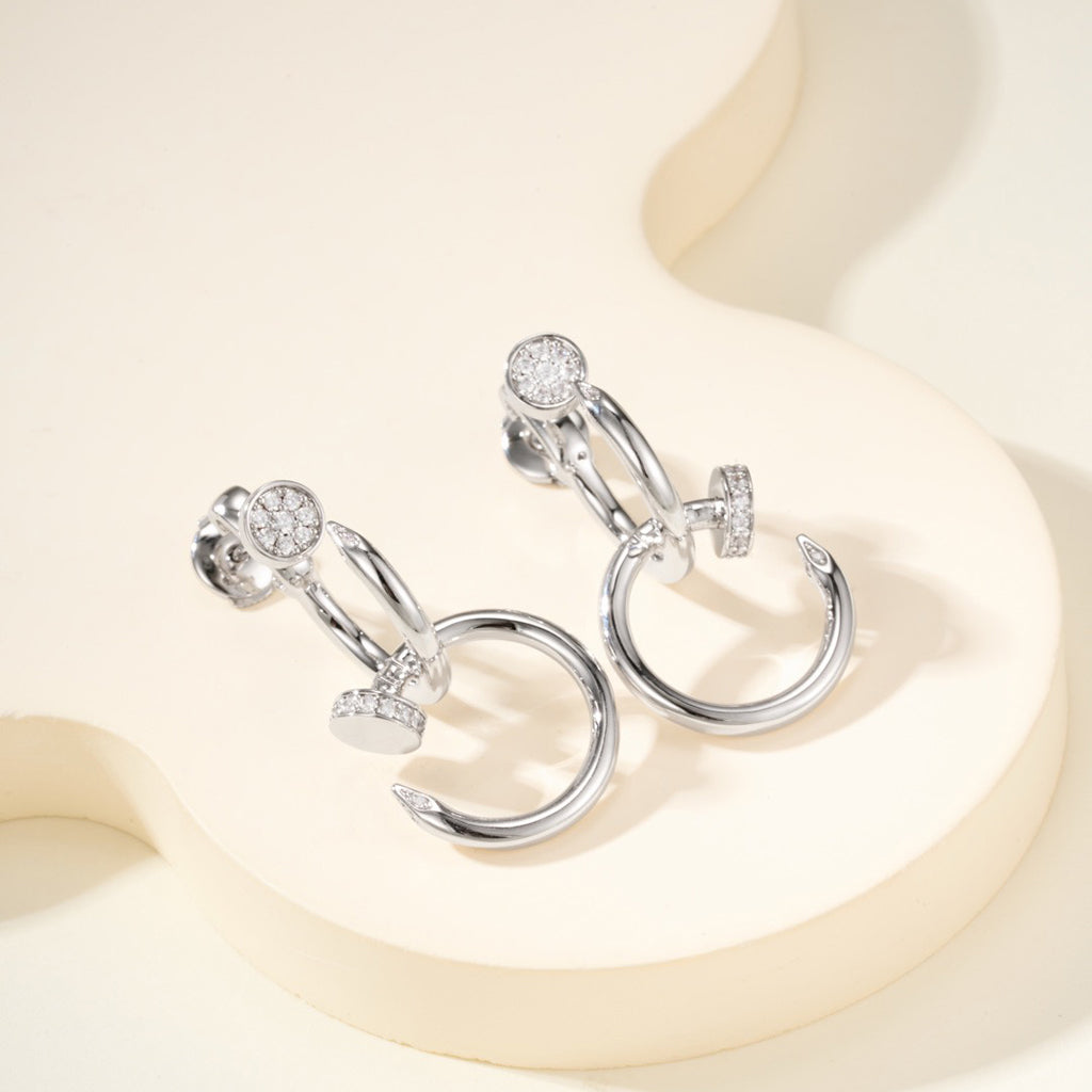 [Love's Uplift]JUSTE HALF DIAMOND DOUBLE EARRINGS