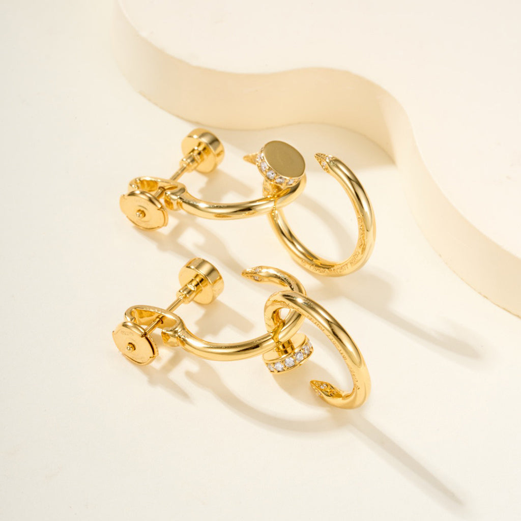 [Love's Uplift]JUSTE HALF DIAMOND DOUBLE EARRINGS