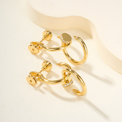 [Love's Uplift]JUSTE HALF DIAMOND DOUBLE EARRINGS
