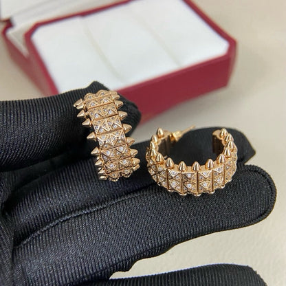 [Love's Uplift]CLASH 9.2MM FULL DIAMOND DOUBLE ROW EARRINGS