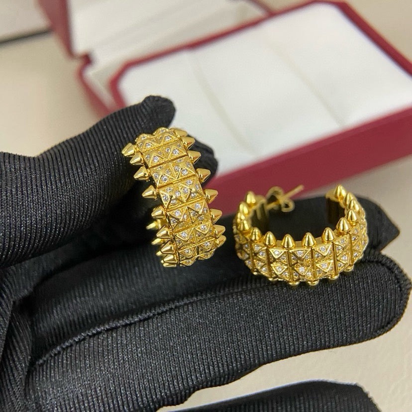 [Love's Uplift]CLASH 9.2MM FULL DIAMOND DOUBLE ROW EARRINGS
