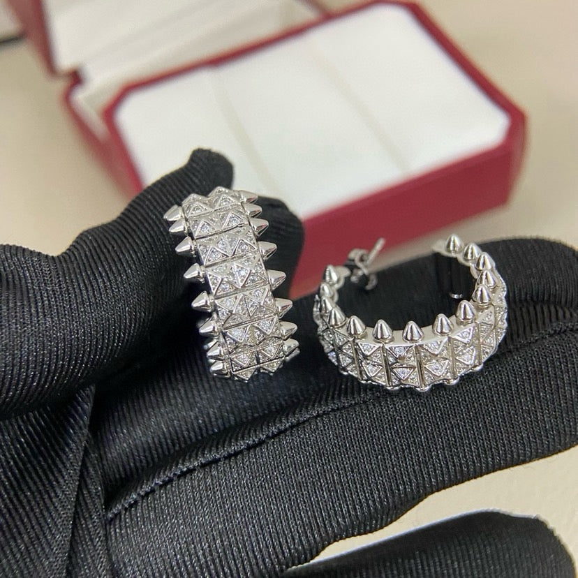 [Love's Uplift]CLASH 9.2MM FULL DIAMOND DOUBLE ROW EARRINGS