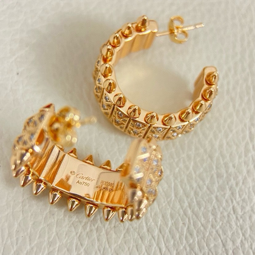 [Love's Uplift]CLASH 9.2MM FULL DIAMOND DOUBLE ROW EARRINGS
