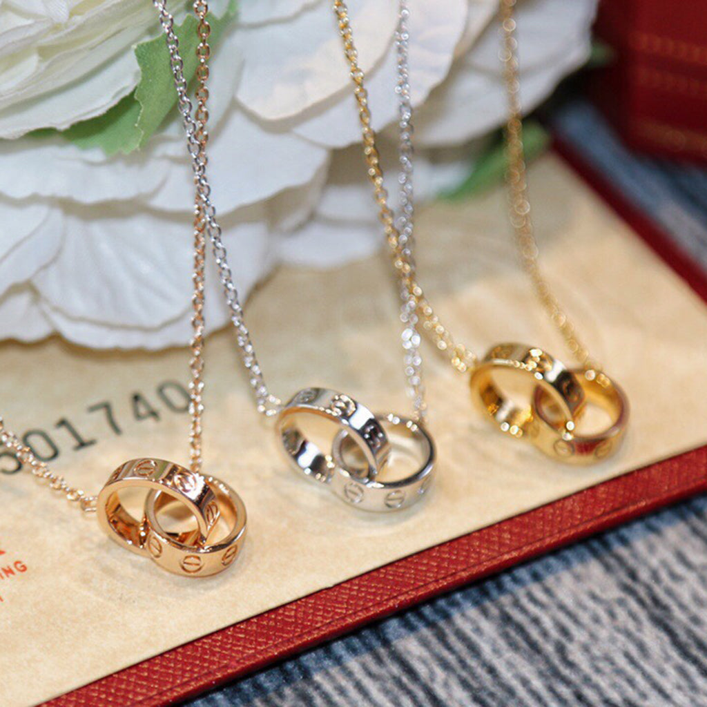 [Love's Uplift]LOVE DOUBLE RING NECKLACE