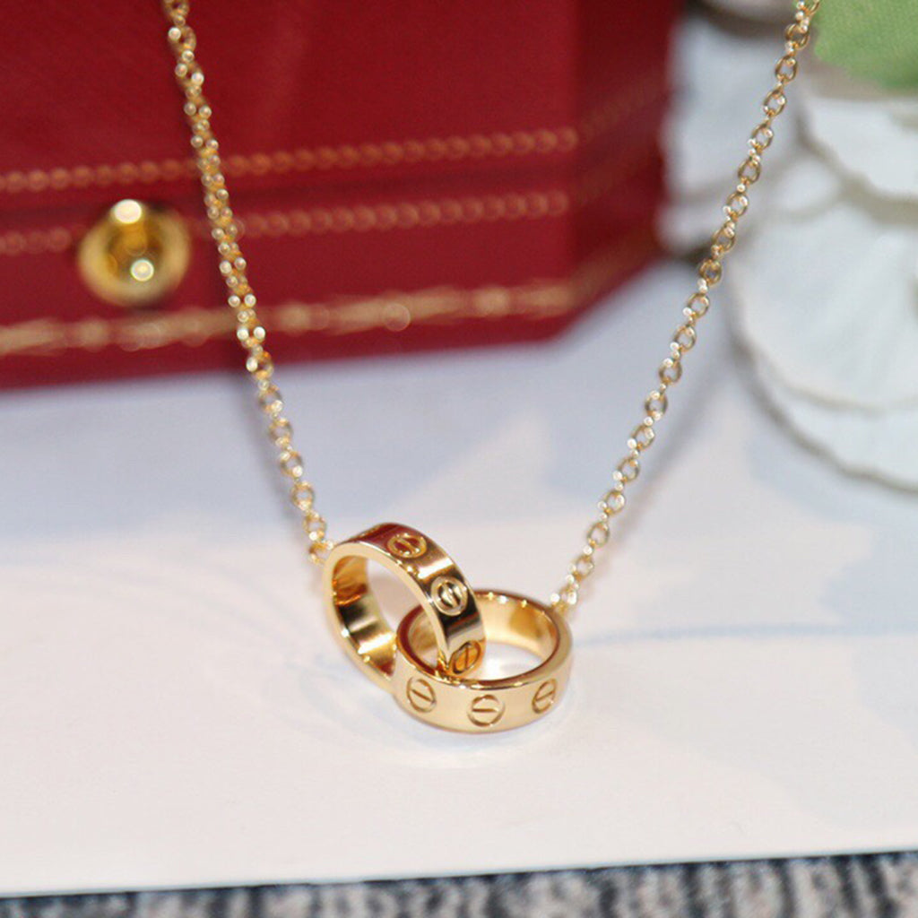 [Love's Uplift]LOVE DOUBLE RING NECKLACE