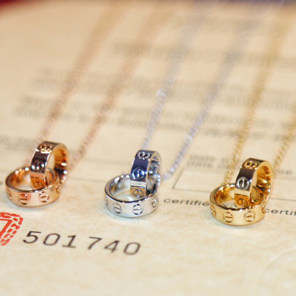 [Love's Uplift]LOVE DOUBLE RING NECKLACE