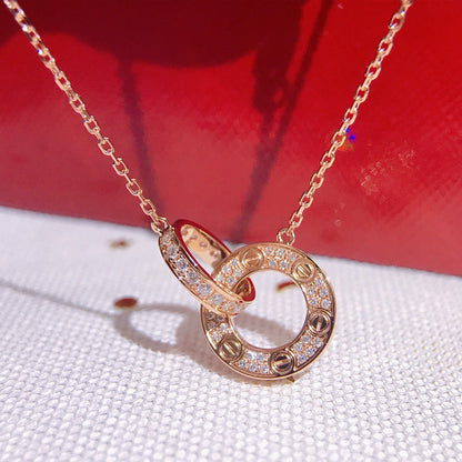[Love's Uplift]LOVE  FULL DIAMOND PENDANT NECKLACE