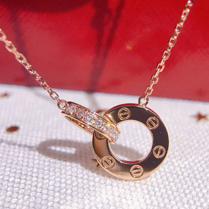[Love's Uplift]LOVE  FULL DIAMOND PENDANT NECKLACE