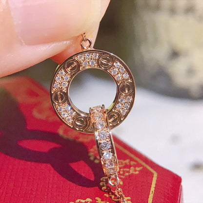 [Love's Uplift]LOVE  FULL DIAMOND PENDANT NECKLACE