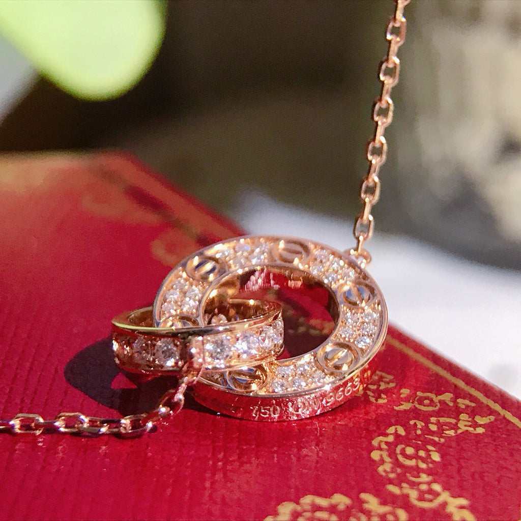 [Love's Uplift]LOVE  FULL DIAMOND PENDANT NECKLACE