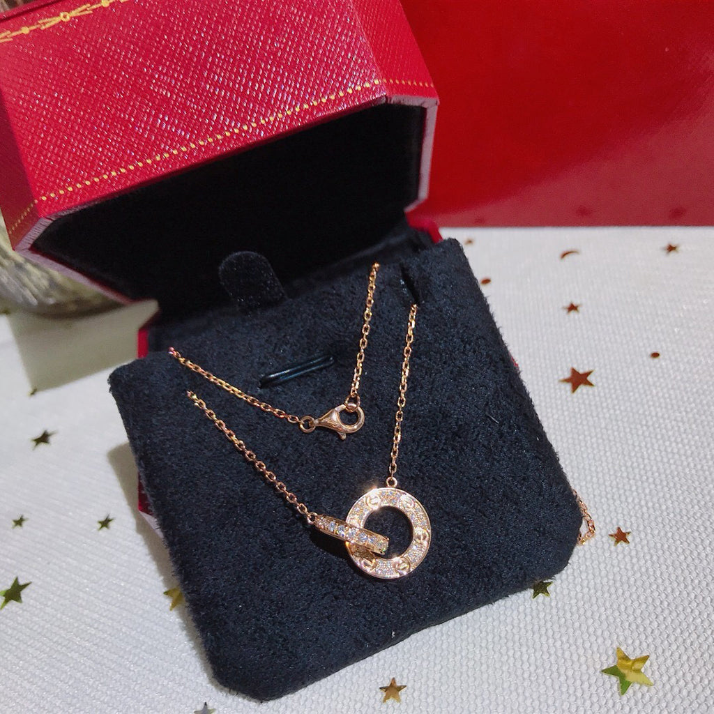 [Love's Uplift]LOVE  FULL DIAMOND PENDANT NECKLACE