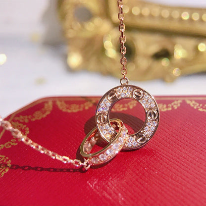 [Love's Uplift]LOVE  FULL DIAMOND PENDANT NECKLACE