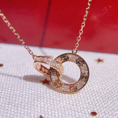 [Love's Uplift]LOVE  FULL DIAMOND PENDANT NECKLACE