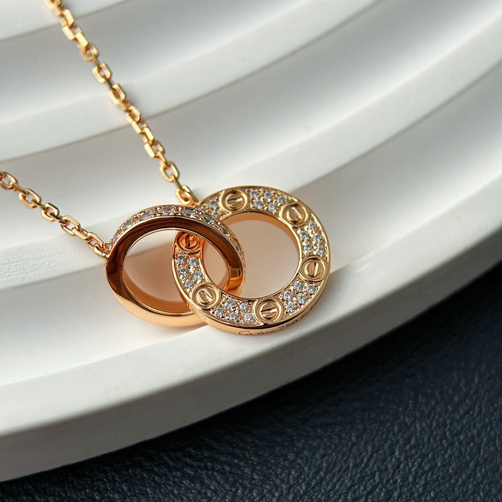[Love's Uplift]LOVE  FULL DIAMOND PENDANT NECKLACE