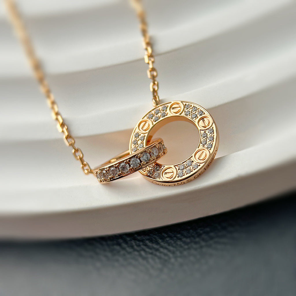 [Love's Uplift]LOVE  FULL DIAMOND PENDANT NECKLACE