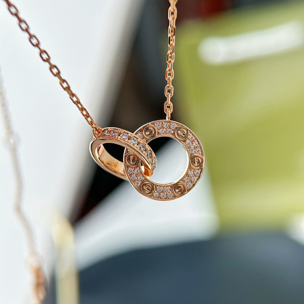 [Love's Uplift]LOVE  FULL DIAMOND PENDANT NECKLACE