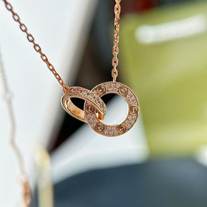 [Love's Uplift]LOVE  FULL DIAMOND PENDANT NECKLACE