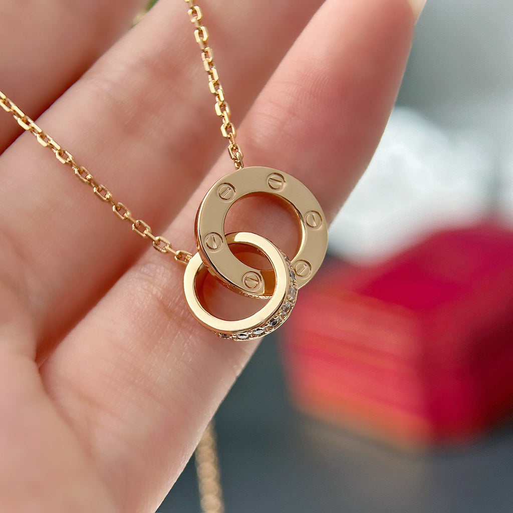 [Love's Uplift]LOVE  FULL DIAMOND PENDANT NECKLACE