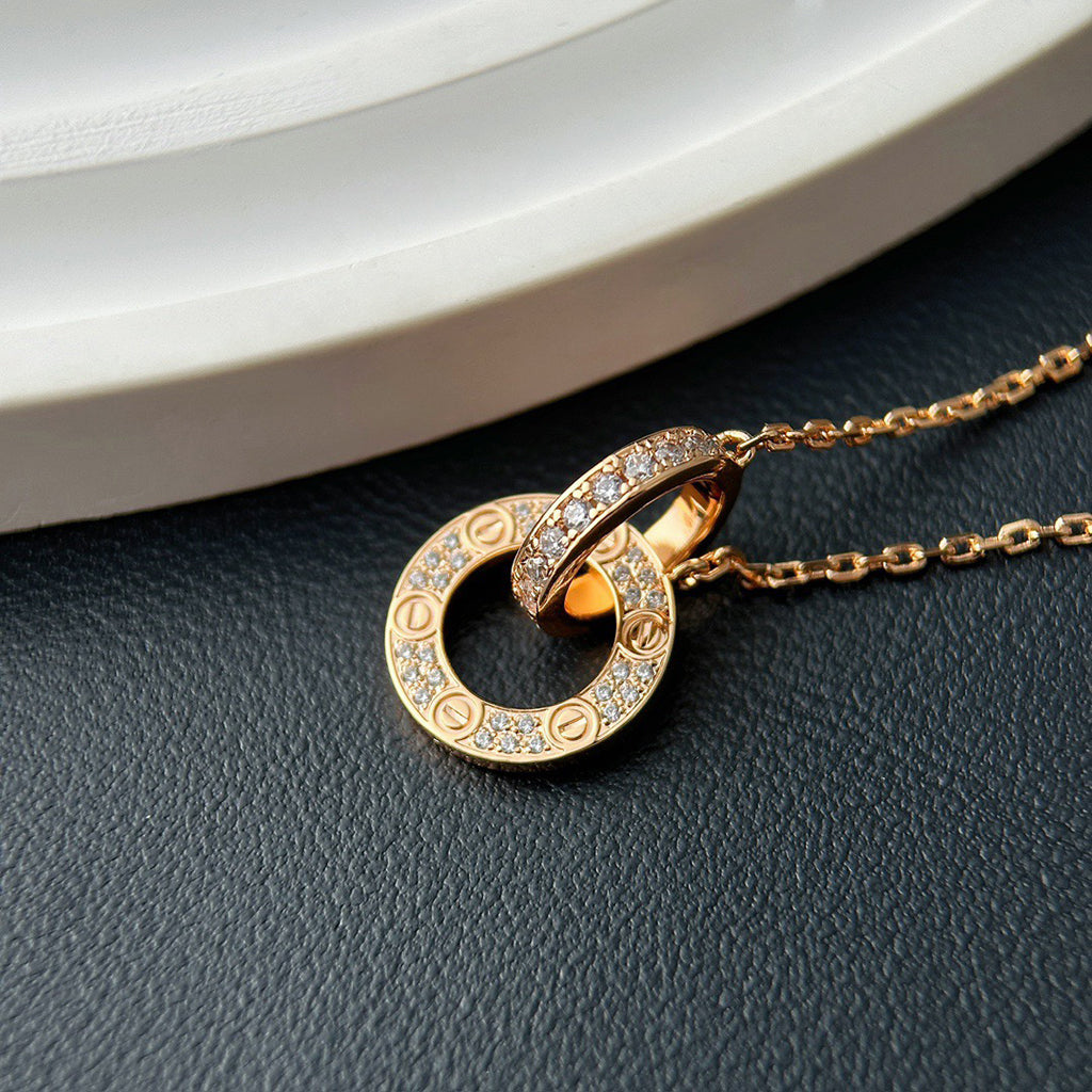 [Love's Uplift]LOVE  FULL DIAMOND PENDANT NECKLACE