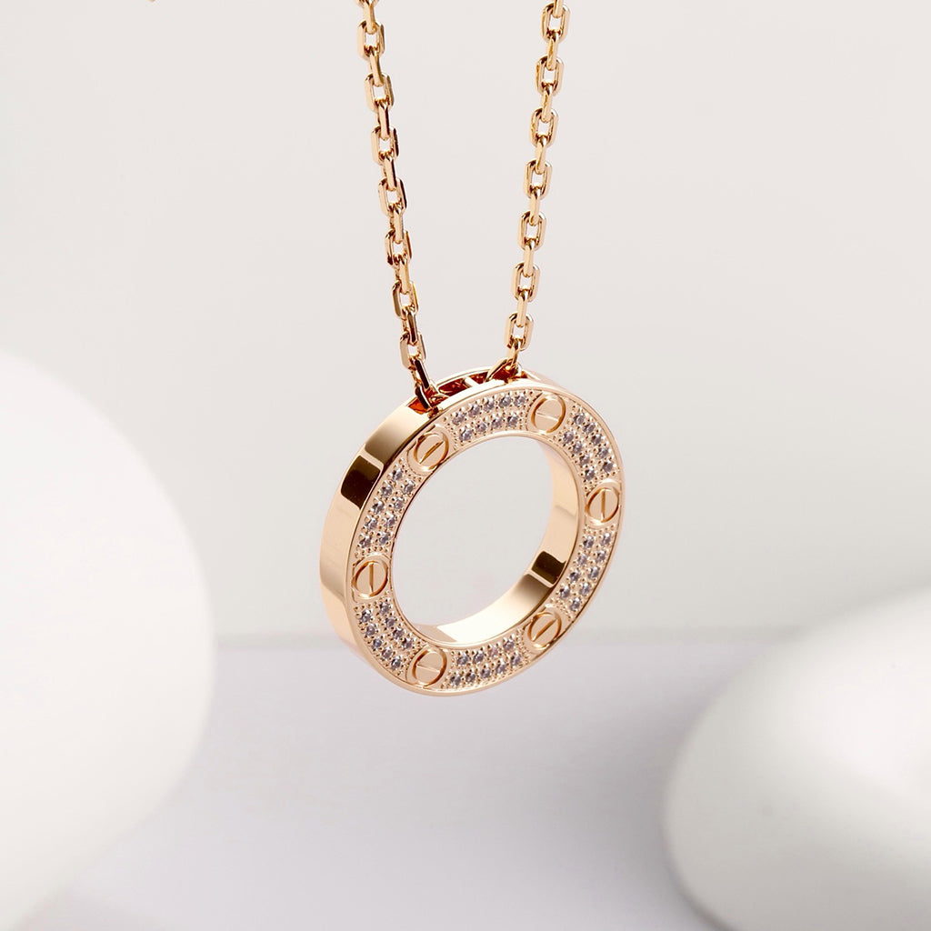 [Love's Uplift]LOVE NECKLACE 16MM  FULL DIAMOND
