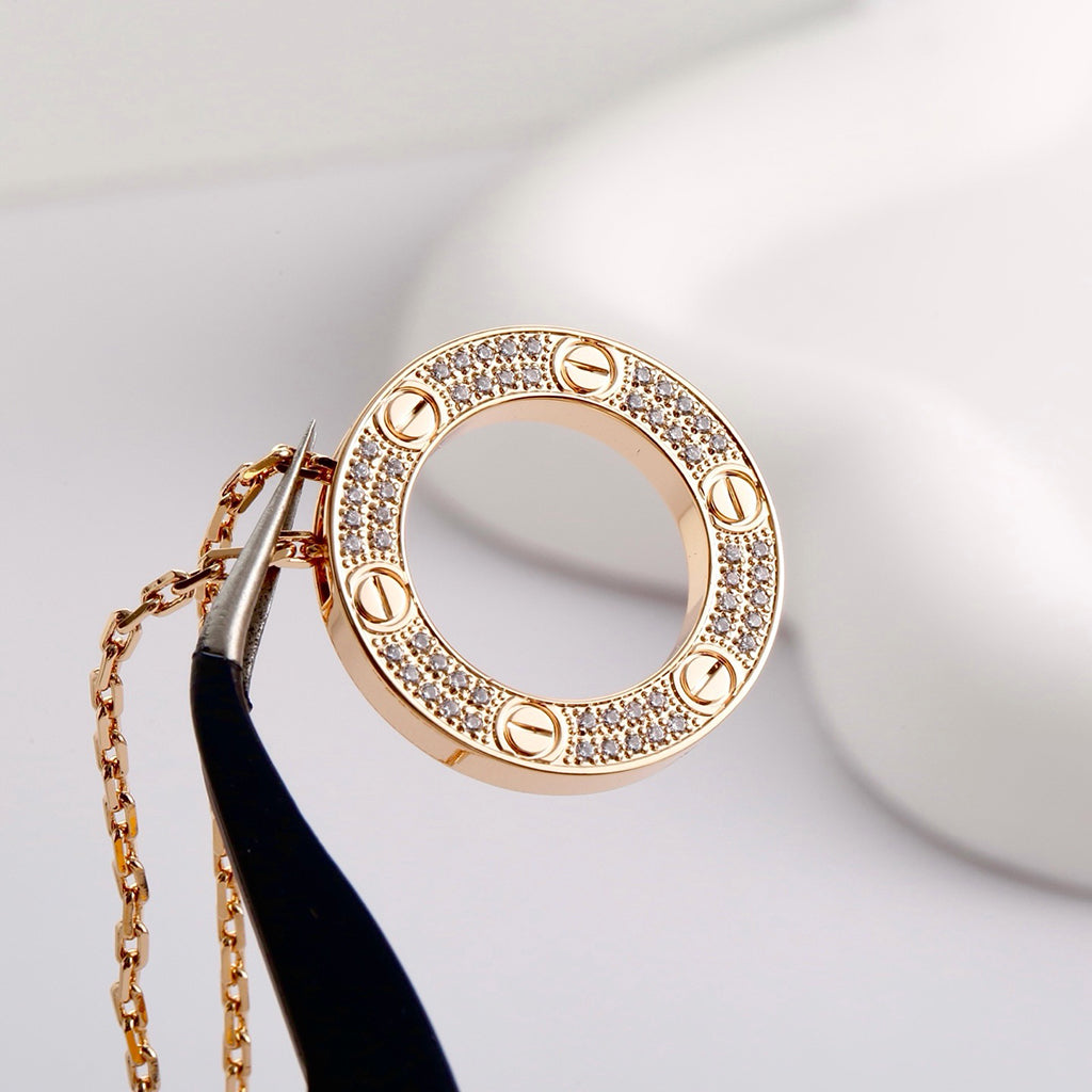 [Love's Uplift]LOVE NECKLACE 16MM  FULL DIAMOND