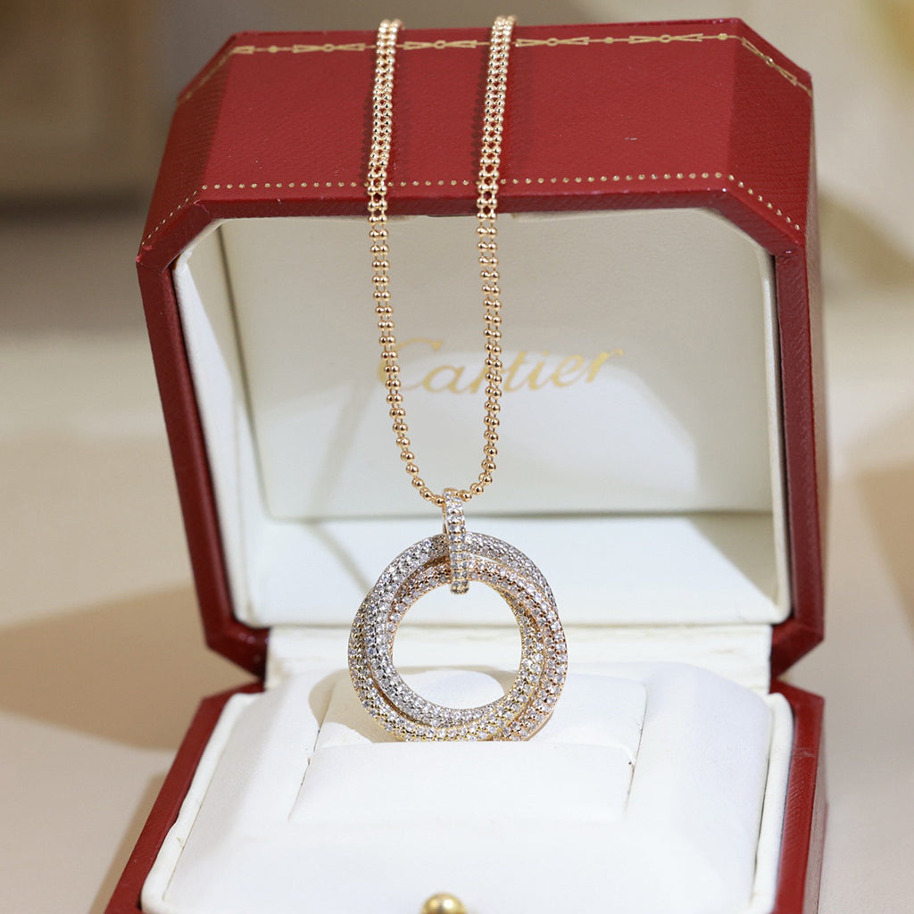[Love's Uplift]TRINITY LARGE FULL DIAMOND  NECKLACE