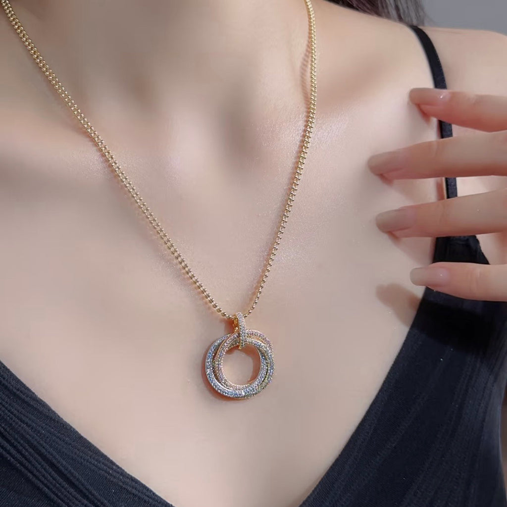 [Love's Uplift]TRINITY LARGE FULL DIAMOND  NECKLACE