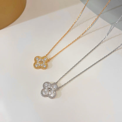 [Love's Uplift]CLOVER 15MM DIAMOND SINGLE FLOWER NECKLACE
