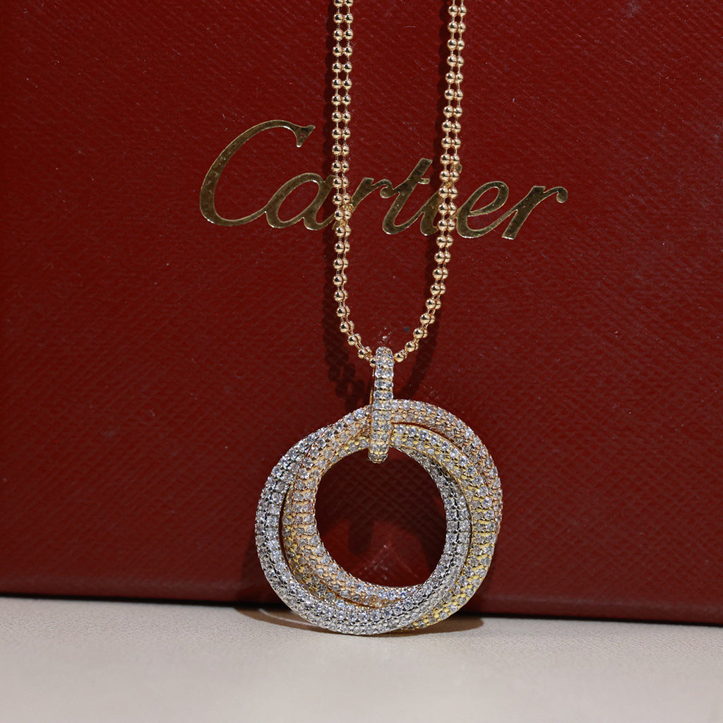 [Love's Uplift]TRINITY LARGE FULL DIAMOND  NECKLACE