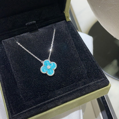 [Love's Uplift]CLOVER 15MM DIAMOND SVRES PORCELAIN  NECKLACE SILVER