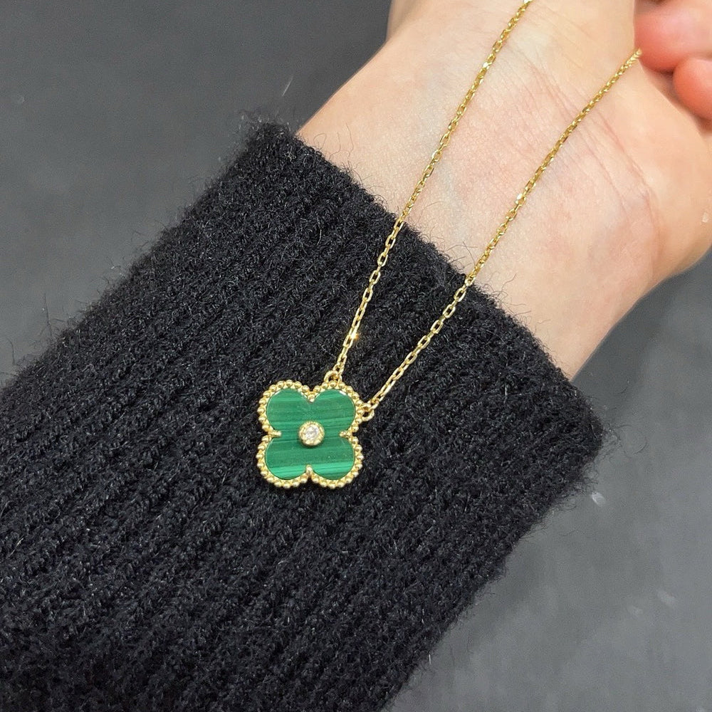 [Love's Uplift]CLOVER 15MM DIAMOND TURQUOISE NECKLACE