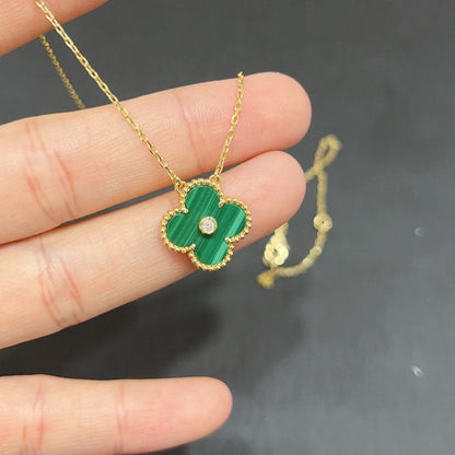[Love's Uplift]CLOVER 15MM DIAMOND TURQUOISE NECKLACE