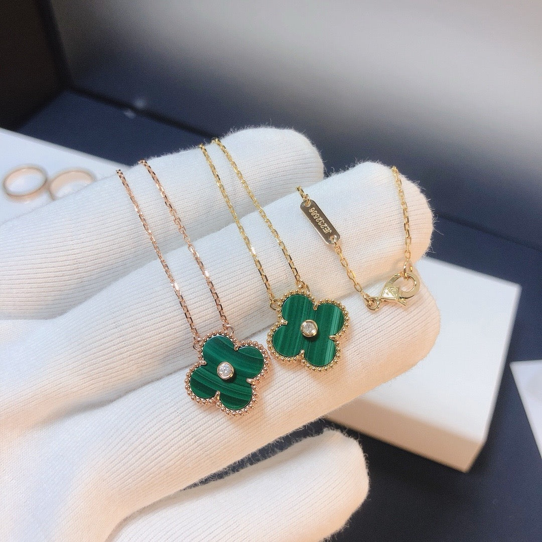 [Love's Uplift]CLOVER 15MM DIAMOND TURQUOISE NECKLACE