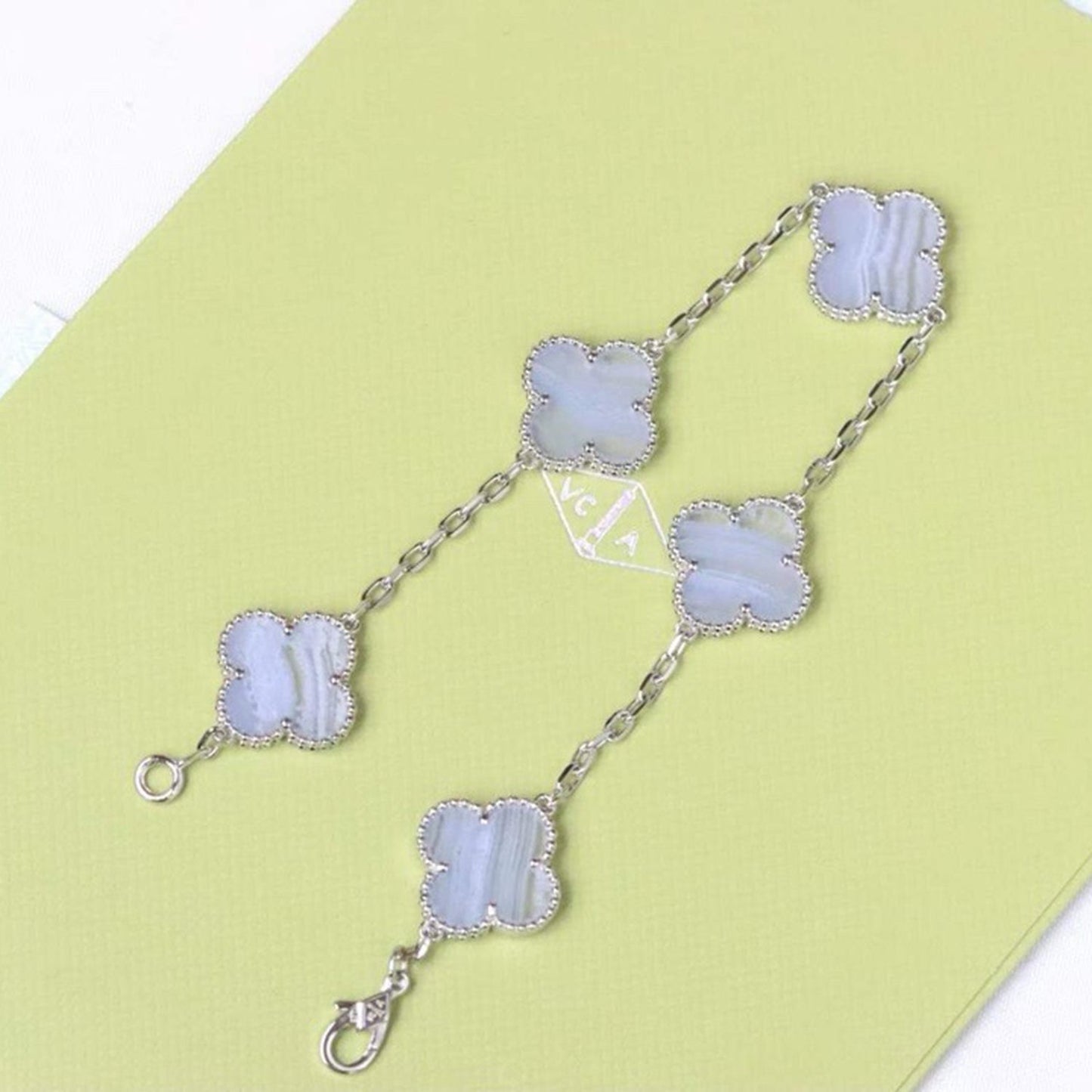 [Love's Uplift]CLOVER  5 MOTIF PURPLE CHALCEDONY BRACELET SILVER