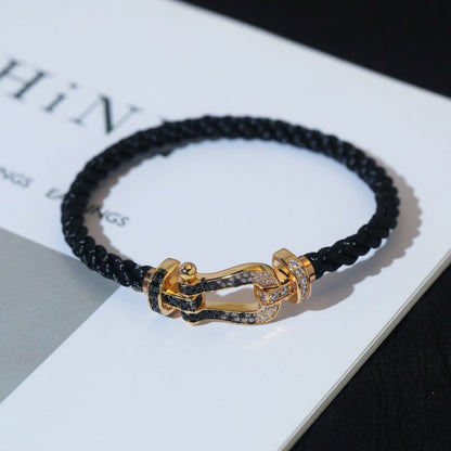 [Love's Uplift]FORCE LARGE HORSESHOE BLACK WHITE DIAMOND BRACELET ROSE GOLD