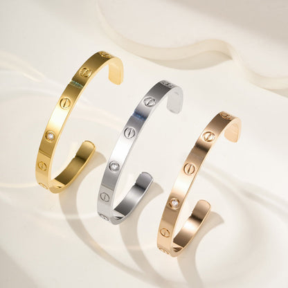 [Love's Uplift]LOVE BRACELET 6.1MM 1 DIAMOND OPEN CUFF