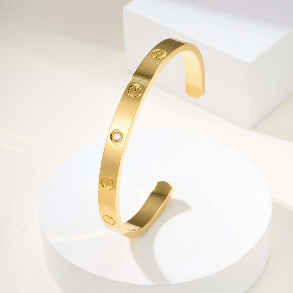 [Love's Uplift]LOVE BRACELET 6.1MM 1 DIAMOND OPEN CUFF