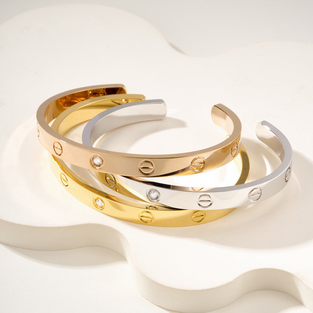 [Love's Uplift]LOVE BRACELET 6.1MM 1 DIAMOND OPEN CUFF