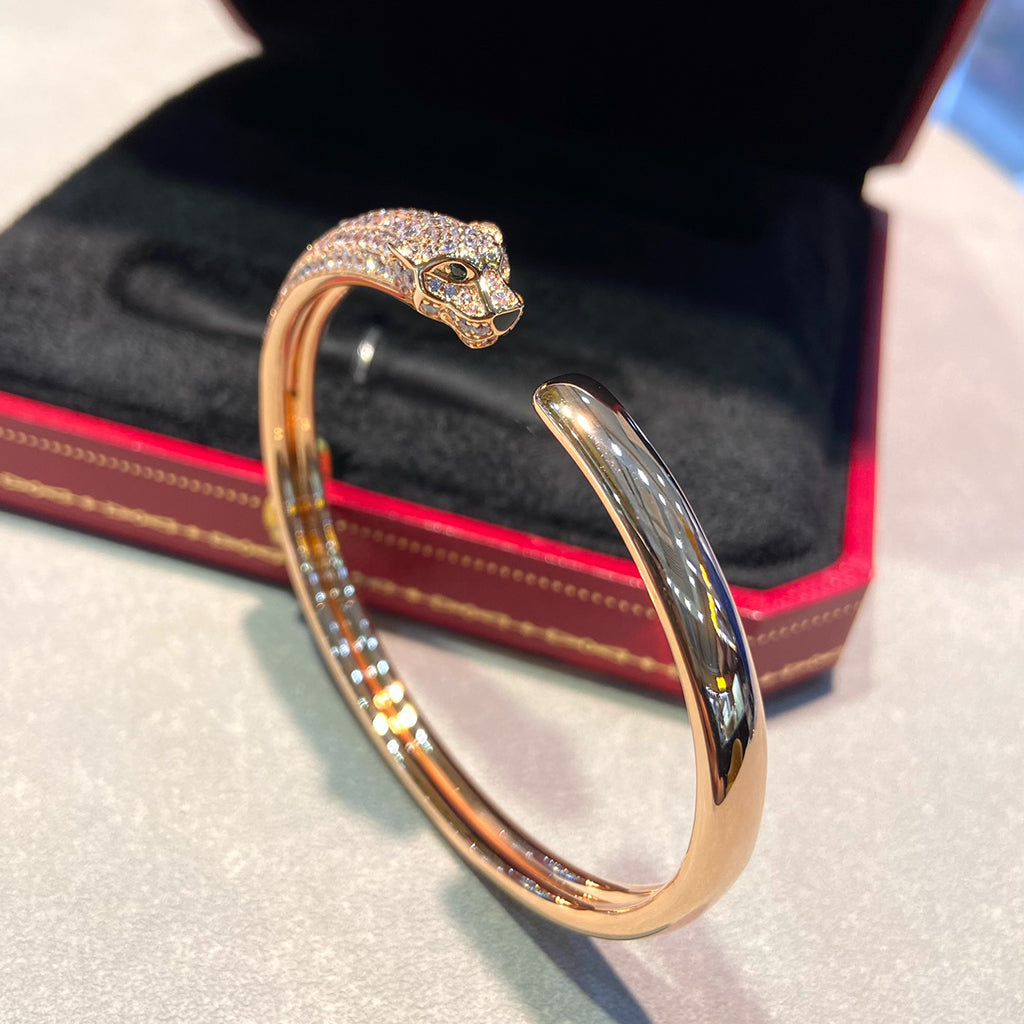 [Love's Uplift]PANTHERE HALF DIAMOND OPEN BRACELET