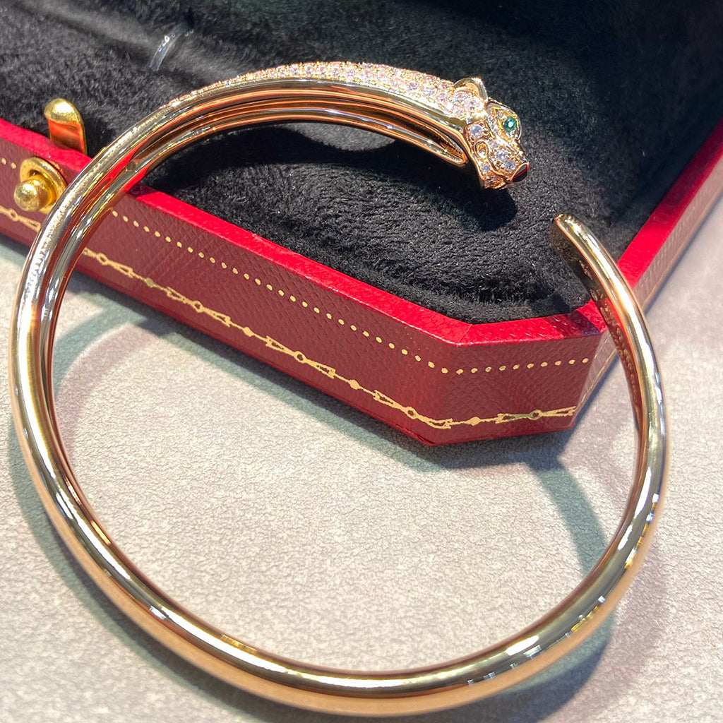 [Love's Uplift]PANTHERE HALF DIAMOND OPEN BRACELET