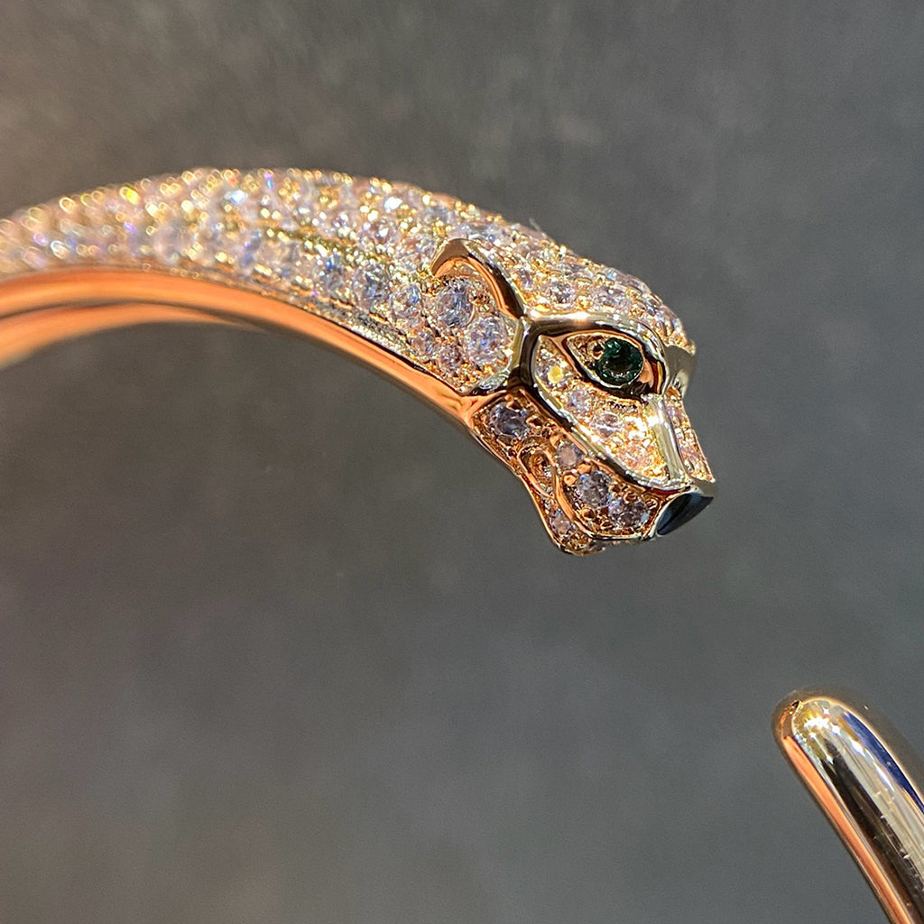[Love's Uplift]PANTHERE HALF DIAMOND OPEN BRACELET