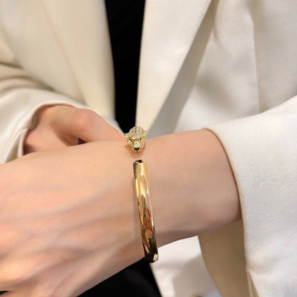 [Love's Uplift]PANTHERE HALF DIAMOND OPEN BRACELET