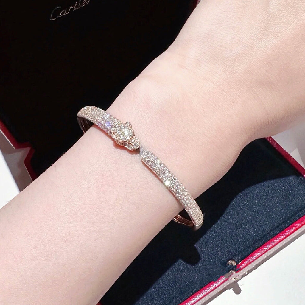 [Love's Uplift]PANTHERE FULL DIAMOND OPEN BRACELET